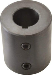 Climax Metal Products - 7/8" Inside x 1-3/4" Outside Diam, Mild Steel Set Screw Rigid Coupling with keyway - 2" Long x 3/16" Keyway Width x 3/32" Keyway Depth - Americas Tooling