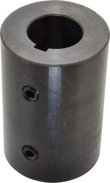 Climax Metal Products - 1" Inside x 2" Outside Diam, Mild Steel Set Screw Rigid Coupling with keyway - 3" Long x 1/4" Keyway Width x 1/8" Keyway Depth - Americas Tooling