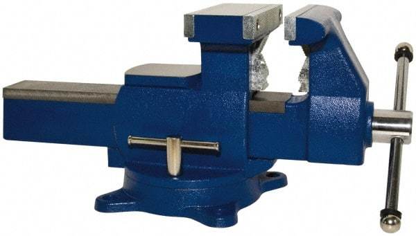 Yost Vises - 6-1/2" Jaw Width x 11" (Reversed), 7" (Regular) Jaw Opening Capacity, 3" (Reversed), 4" (Regular) Throat Depth, Bench & Pipe Combination Vise - 1/8 to 3-1/2" Pipe Capacity, Swivel Base, Bolt Down Attachment, Ductile Iron - Americas Tooling