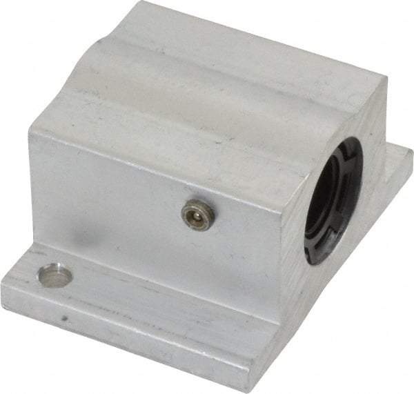 Thomson Industries - 3/8" Inside Diam, 100/200 Lbs. Dynamic Capacity, Closed Single Pillow Block Linear Bearing - 0.94" Overall Height x 1-3/4" Overall Width - Americas Tooling