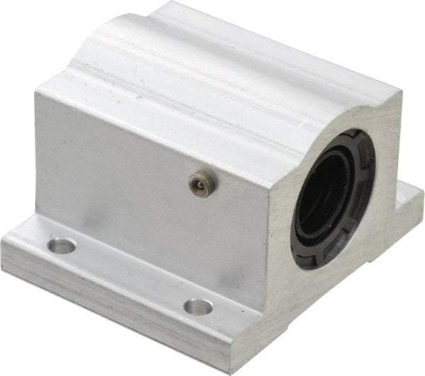 Thomson Industries - 1/2" Inside Diam, 255/510 Lbs. Dynamic Capacity, Closed Single Pillow Block Linear Bearing - 1-1/4" Overall Height x 2" Overall Width - Americas Tooling