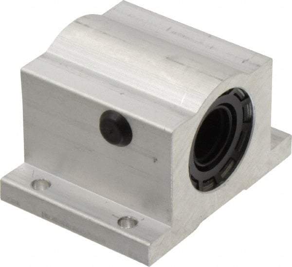 Thomson Industries - 5/8" Inside Diam, 620/1240 Lbs. Dynamic Capacity, Closed Single Pillow Block Linear Bearing - 1.63" Overall Height x 2-1/2" Overall Width - Americas Tooling