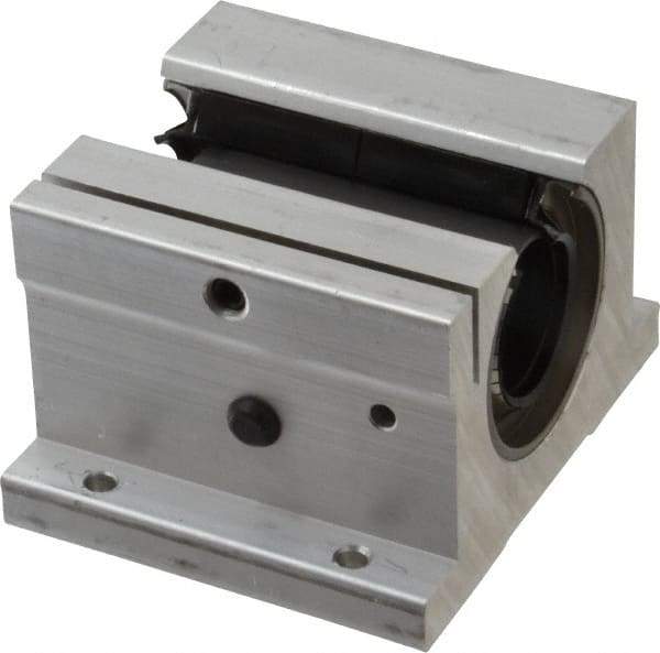 Thomson Industries - 1-1/4" Inside Diam, 2350/4700 Lbs. Dynamic Capacity, Open Single Pillow Block Linear Bearing - 2.56" Overall Height x 4" Overall Width - Americas Tooling