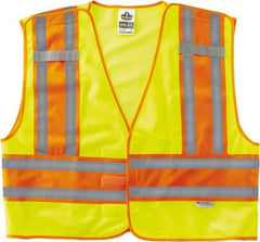 Ergodyne - Size 6X/7XL High Visibility Lime Mesh/Solid Public Safety Vest - 64 to 70" Chest, ANSI/ISEA 107, Hook & Loop Closure, 1 Pocket, Polyester - Americas Tooling