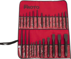 Proto - 26 Piece Punch & Chisel Set - 1/4 to 1-3/16" Chisel, 3/32 to 1/4" Punch, Hex Shank - Americas Tooling