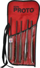 Proto - 5 Piece, 5/32 to 5/16", Pin Punch Set - Hex Shank, Steel, Comes in Tool Roll - Americas Tooling