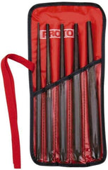 Proto - 5 Piece, 1/8 to 5/16", Drift Punch Set - Hex Shank, Steel, Comes in Tool Roll - Americas Tooling