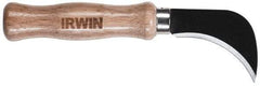 Irwin - Fixed Linoleum Knife - 4.3333" Blade, Silver & Brown Wood Handle, 1 Blade Included - Americas Tooling