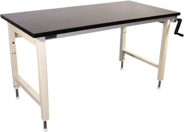 Proline - 72 Wide x 30" Deep x 42" High, Chem-Guard Workbench - Adjustable Height Legs, Beige - Americas Tooling