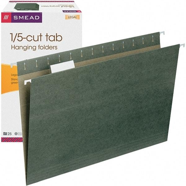 SMEAD - 14-5/8 x 9-1/2", Legal, Standard Green, Hanging File Folder - 11 Point Stock, 1/5 Tab Cut Location - Americas Tooling