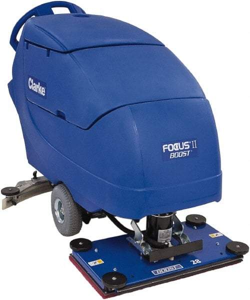 Clarke - 28" Cleaning Width, Battery Powered Floor Scrubber - 0.75 hp, 2,250 RPM, 23 Gal Tank Capacity - Americas Tooling