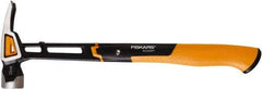 Fiskars - 22 oz Head, Straight Framing Hammer - 16" OAL, Forged Steel Head, 1-5/16" Face Diam, Milled Face - Americas Tooling