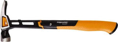 Fiskars - 20 oz Head, Straight Nail Hammer - 15-1/2" OAL, Forged Steel Head, 1-1/4" Face Diam, Smooth Face - Americas Tooling