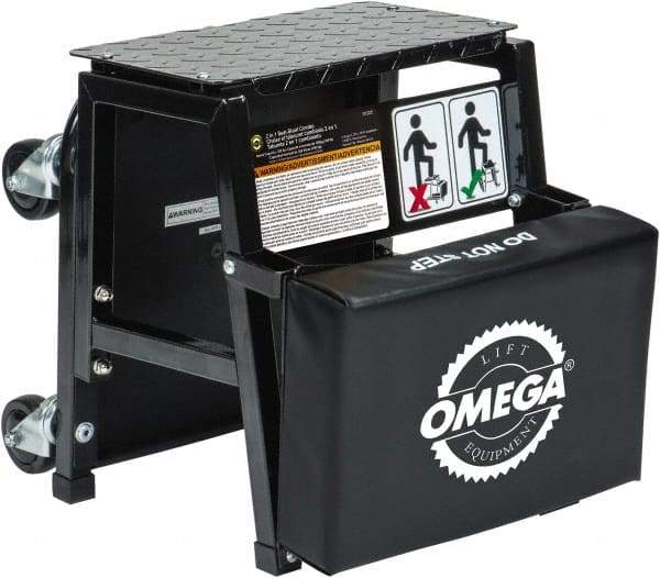 Omega Lift Equipment - 350 Lb Capacity, 4 Wheel Creeper Seat - Alloy Steel, 15-3/4" Long x 17.72" Overall Height x 7" Wide - Americas Tooling