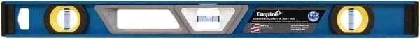 Empire Level - 24" Long 3 Vial Box Beam Level - Metal, Blue, 1 Level & 2 Plumb Vials - Americas Tooling