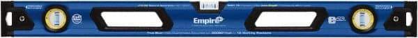 Empire Level - 32" Long 3 Vial Box Beam Level - Metal, Blue, 1 Level & 2 Plumb Vials - Americas Tooling