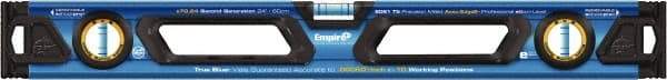 Empire Level - Magnetic 24" Long 3 Vial Box Beam Level - Metal, Blue, 1 Level & 2 Plumb Vials - Americas Tooling