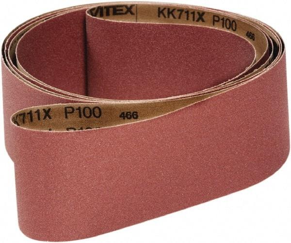 VSM - 3" Wide x 132" OAL, 120 Grit, Aluminum Oxide Abrasive Belt - Aluminum Oxide, Medium, Coated, X Weighted Cloth Backing, Wet/Dry, Series KK711X - Americas Tooling