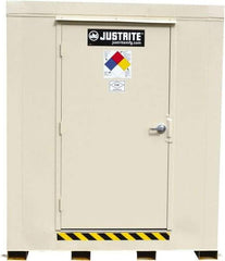 Justrite - 4 Drum, 71 Gal Sump Capacity, Locker - 6' Long x 5-1/2' Wide x 6.25' High, Galvanized Steel - Americas Tooling