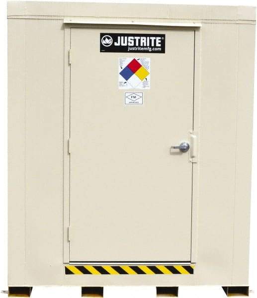 Justrite - 2 Drum, 75 Gal Sump Capacity, Locker - 6' Long x 3-1/2' Wide x 6.25' High, Galvanized Steel - Americas Tooling