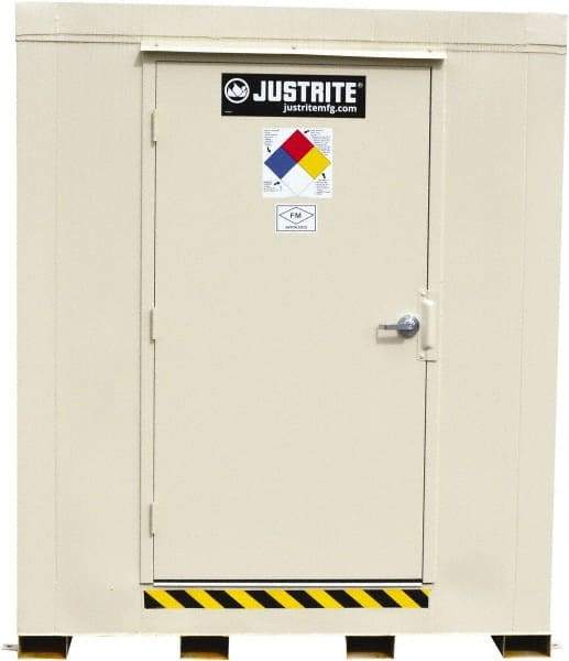 Justrite - 12 Drum, 221 Gal Sump Capacity, Locker - 7.33' Long x 10' Wide x 8.08' High, Galvanized Steel - Americas Tooling