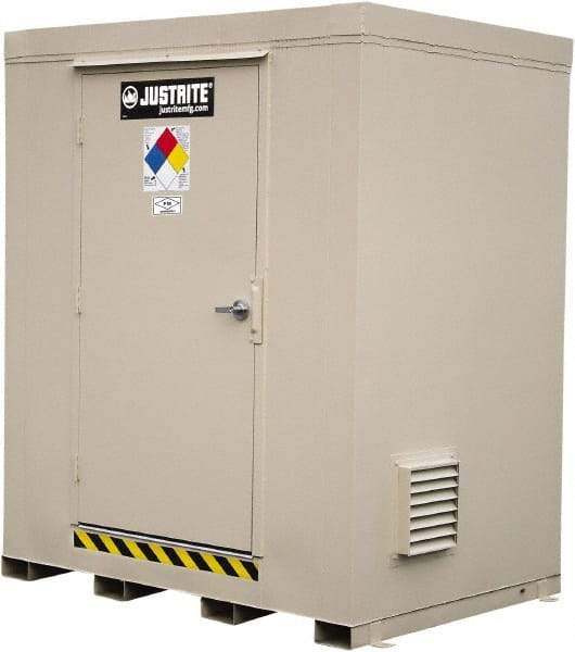 Justrite - 6 Drum, 116 Gal Sump Capacity, Locker - 8' Long x 5-1/2' Wide x 8.08' High, Galvanized Steel - Americas Tooling