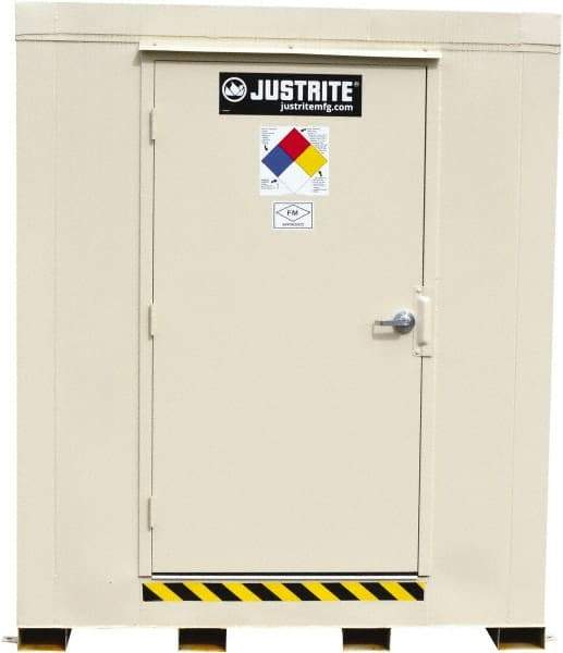 Justrite - 4 Drum, 80 Gal Sump Capacity, Locker - 6' Long x 5-1/2' Wide x 6.25' High, Galvanized Steel - Americas Tooling