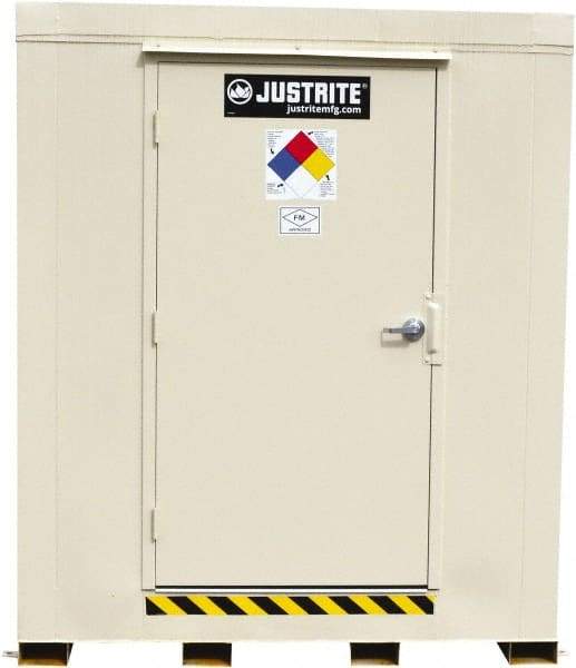 Justrite - 4 Drum, 80 Gal Sump Capacity, Locker - 6' Long x 5-1/2' Wide x 6.25' High, Galvanized Steel - Americas Tooling