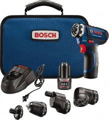 Bosch - 12 Volt 1/4" Chuck Pistol Grip Handle Cordless Drill - 0-400 & 0-1300 RPM, Reversible, 2 Lithium-Ion Batteries Included - Americas Tooling