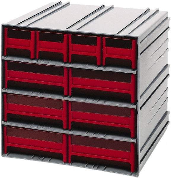 Quantum Storage - 10 Drawer, 10 Compartment, Small Parts Drawer Cabinet System - 11-3/4" Deep x 11-3/4" Wide x 11" High - Americas Tooling