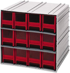 Quantum Storage - 12 Drawer, 12 Compartment, Small Parts Drawer Cabinet System - 11-3/8" Deep x 11-3/4" Wide x 11" High - Americas Tooling