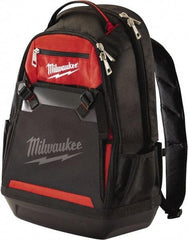 Milwaukee Tool - 35 Pocket Black & Red Ballistic Polyester Backpack Tool Bag - 9" Wide x 24" Deep x 15-13/32" High - Americas Tooling