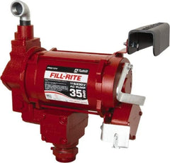 Tuthill - 35 GPM, 1" Hose Diam, Gasoline, Kerosene & Diesel Fuel AC High Flow Tank Pump with Auto Nozzle - Cast Iron Pump, 1-1/4" Inlet, 1" Outlet, 115/230 Volts, 3/4 hp - Americas Tooling