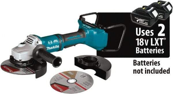 Makita - 7" Wheel Diam, 7,700 RPM, Cordless Angle & Disc Grinder - 5/8-11 Spindle, 18 Volts - Americas Tooling