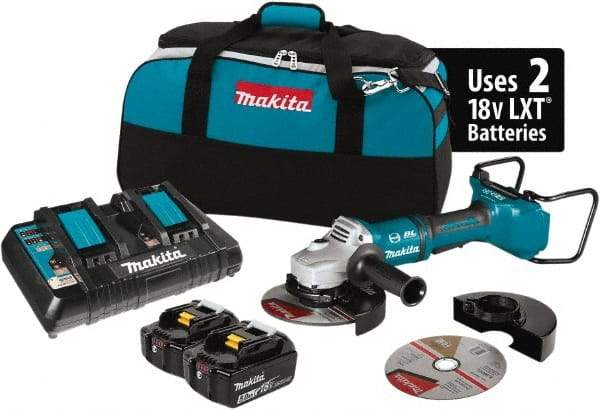 Makita - 7" Wheel Diam, 7,700 RPM, Cordless Angle & Disc Grinder - 5/8-11 Spindle, 18 Volts - Americas Tooling