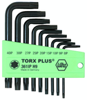 9 Piece - IP8; IP9; IP10; IP15; IP20; IP25; IP27; IP30; IP40 - Black Finish - TorxPlus L-Key Short Arm Set - Americas Tooling