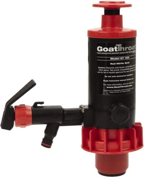 GoatThroat Pumps - 3/8" Outlet, 4 GPM, Polypropylene Hand Operated Transfer Pump - 56" OAL, For up to 55 Gal Drums, For Lightweight Oils & Petroleum Fluids with Flash Point Above 100°F (e.g., Diesel Fuel & Kerosene) - Americas Tooling