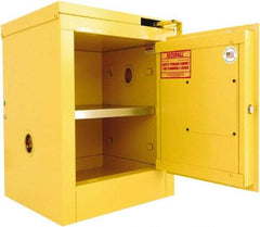 Securall Cabinets - 1 Door, 1 Shelf, Yellow Steel Standard Safety Cabinet for Flammable and Combustible Liquids - 24" High x 17" Wide x 17" Deep, Self Closing Door, 3 Point Key Lock, 4 Gal Capacity - Americas Tooling