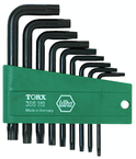 9 Piece - T8s; T9s; T10s; T15s; T20s; T25s; T27s; T30s; T40s - Black Finish Security - Torx Short Arm L-Key Set - Americas Tooling