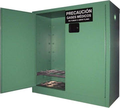 Securall Cabinets - 2 Door, Green Steel Standard Safety Cabinet for Flammable and Combustible Liquids - 44" High x 43" Wide x 18" Deep, Manual Closing Door, 3 Point Key Lock, D, E Cylinder Capacity - Americas Tooling