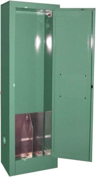 Securall Cabinets - 1 Door, Green Steel Standard Safety Cabinet for Flammable and Combustible Liquids - 44" High x 14" Wide x 9" Deep, Manual Closing Door, 3 Point Key Lock, D, E Cylinder Capacity - Americas Tooling