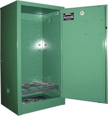 Securall Cabinets - 1 Door, Green Steel Standard Safety Cabinet for Flammable and Combustible Liquids - 65" High x 43" Wide x 34" Deep, Manual Closing Door, 3 Point Key Lock, H Cylinder Capacity - Americas Tooling