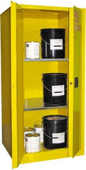 Securall Cabinets - 2 Door, 2 Shelf, Yellow Steel Standard Safety Cabinet for Flammable and Combustible Liquids - 65" High x 31" Wide x 31" Deep, Manual Closing Door, 3 Point Key Lock, 60 Gal Capacity - Americas Tooling