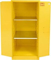 Securall Cabinets - 2 Door, 2 Shelf, Yellow Steel Standard Safety Cabinet for Flammable and Combustible Liquids - 65" High x 31" Wide x 31" Deep, Manual Closing Door, 3 Point Key Lock, 60 Gal Capacity - Americas Tooling