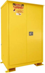 Securall Cabinets - 2 Door, 2 Shelf, Yellow Steel Standard Safety Cabinet for Flammable and Combustible Liquids - 69" High x 43" Wide x 31" Deep, Manual Closing Door, 3 Point Key Lock, 90 Gal Capacity - Americas Tooling