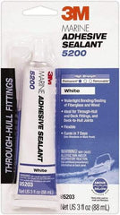 3M - 3 oz Tube White Polyurethane Marine Adhesive Sealant - 190°F Max Operating Temp, 48 hr Tack Free Dry Time - Americas Tooling