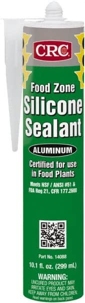 CRC - 10.1 oz Cartridge Silver Hydroxy-Terminated Polydimethylsiloxane/Silica Food Grade Silicone Sealant - -70 to 400°F Operating Temp, 60 min Tack Free Dry Time, 24 hr Full Cure Time - Americas Tooling