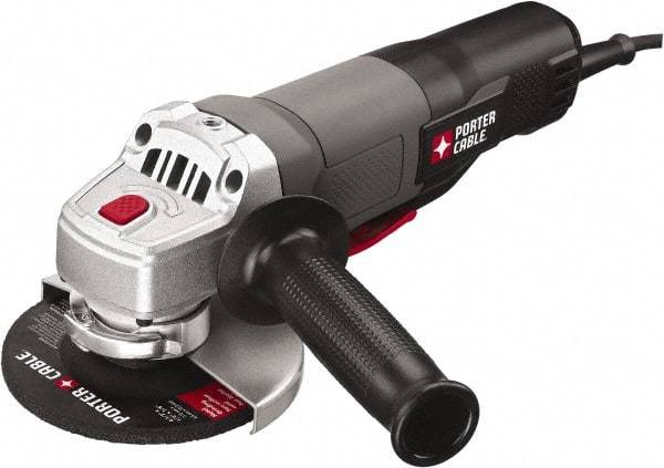 Porter-Cable - 4-1/2" Wheel Diam, 11,000 RPM, Corded Angle & Disc Grinder - 5/8-11 Spindle, 120 Volts, 7 Amps - Americas Tooling