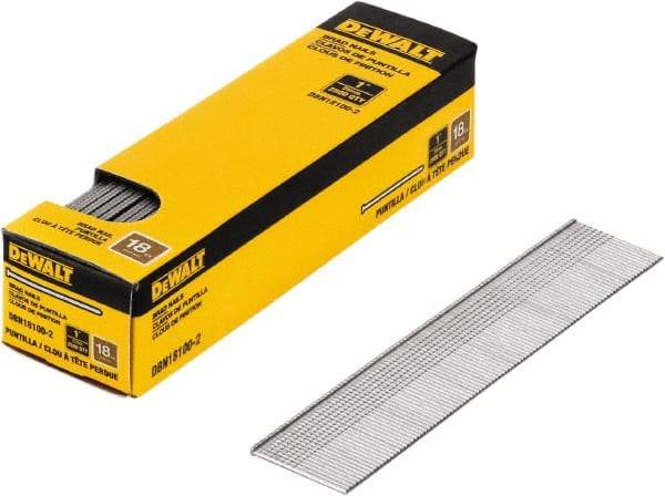 DeWALT - 18 Gauge 1" Long Brad Nails for Power Nailers - Steel, Bright Finish, Smooth Shank, Straight Stick Collation, Brad Head, Chisel Point - Americas Tooling