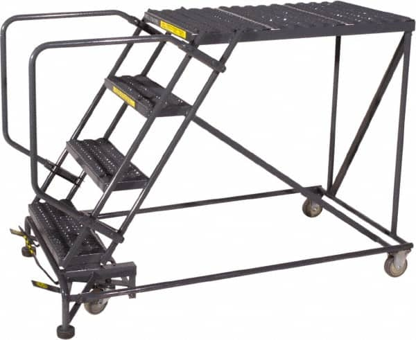 Ballymore - 40" 4 Step Single Entry Work Platform - Rolling Work Platform, 800 Lb Capacity, 40" Platform Height, 38" Base Width x 90" Base Depth, Heavy-Duty Serrated Grating - Americas Tooling